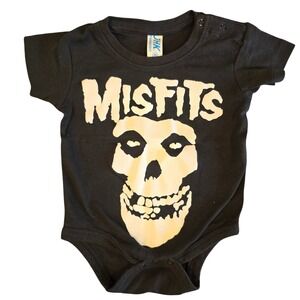 JHK Misfits Punk Rock Fiend Skull Black Infant Bodysuit 9M Short Sleeve Snaps